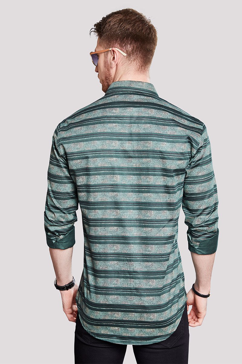 Aengus Green Stripe Print