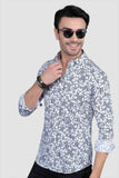 Maxim Blue Cotton Floral Printed Shirt