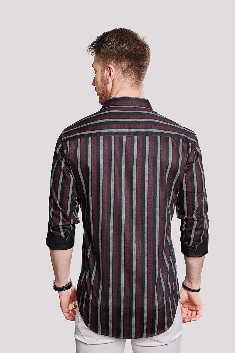 Gavriil Maroon Stripe Print