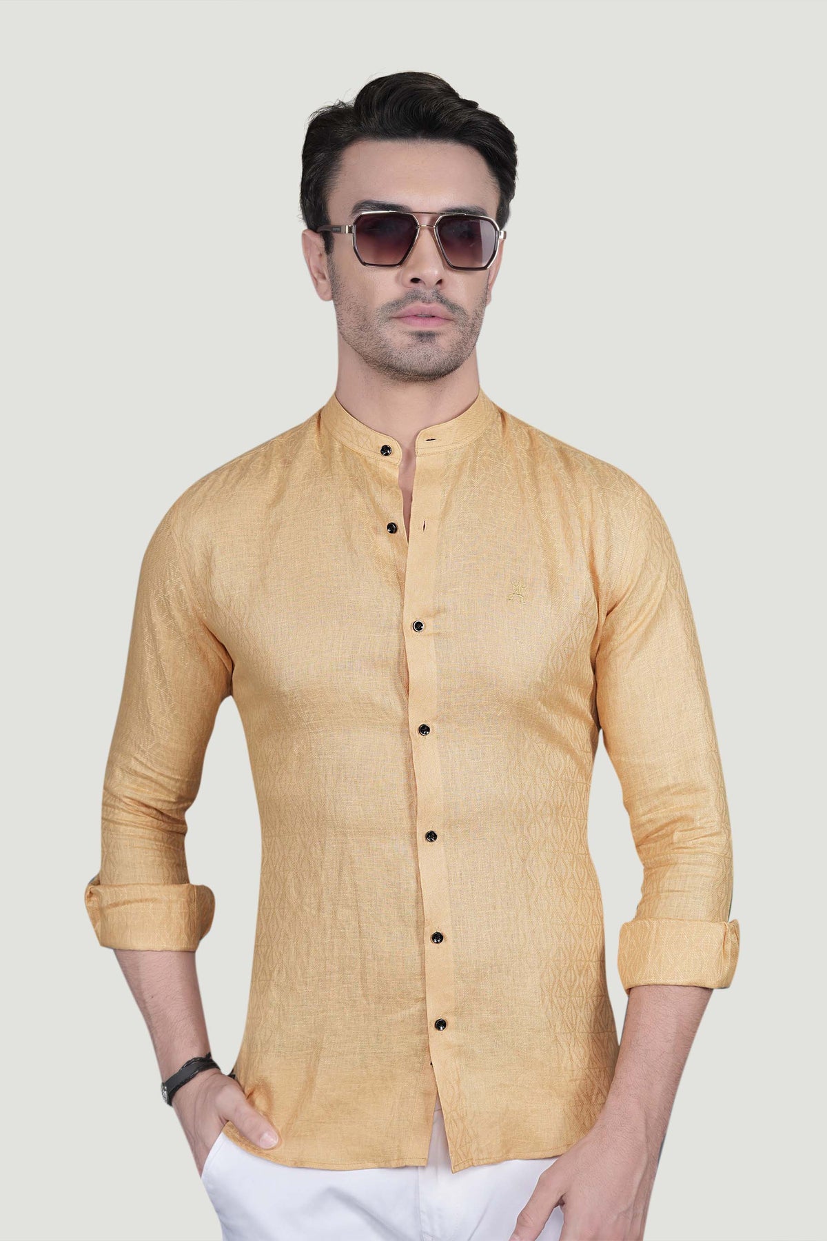 Sandor Orange Linen Solid Shirt
