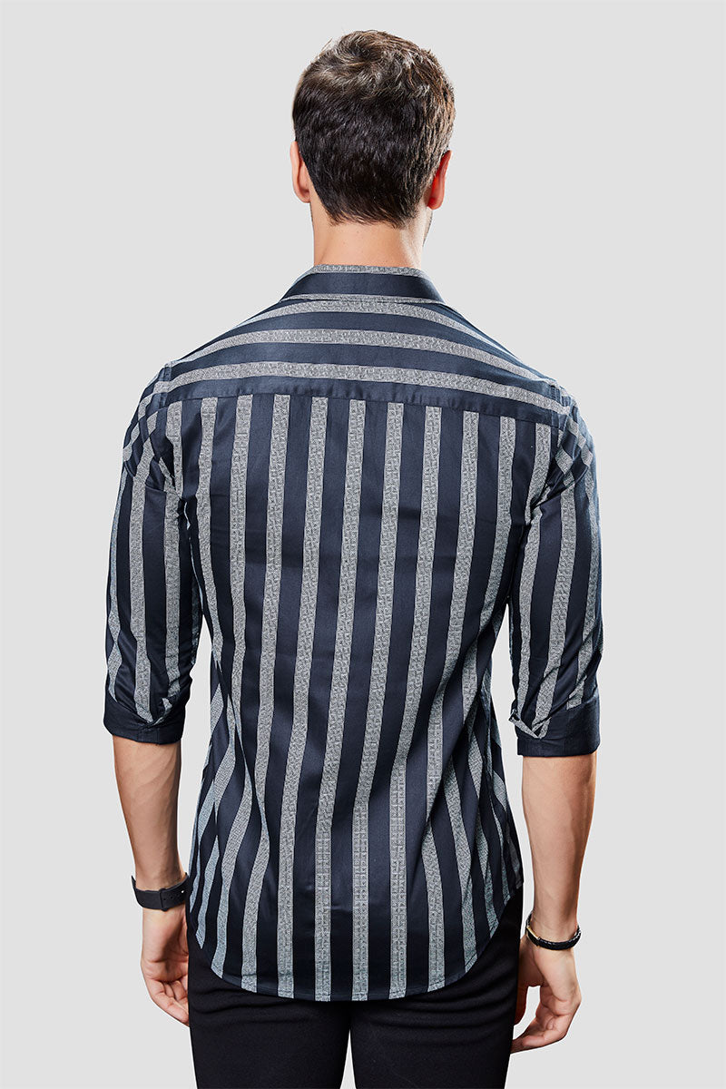 Stefano Blue Stripe Print