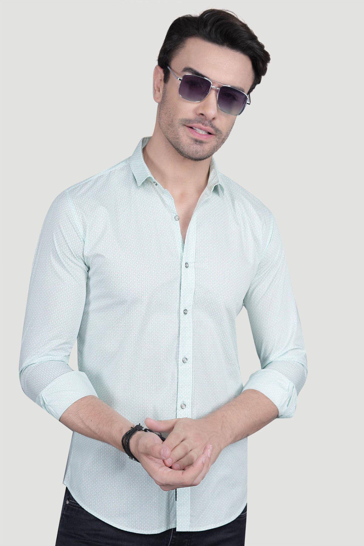 Rainer White Cotton Printed Shirt