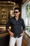 Marcello Grey Cotton Solid Embroidery Shirt