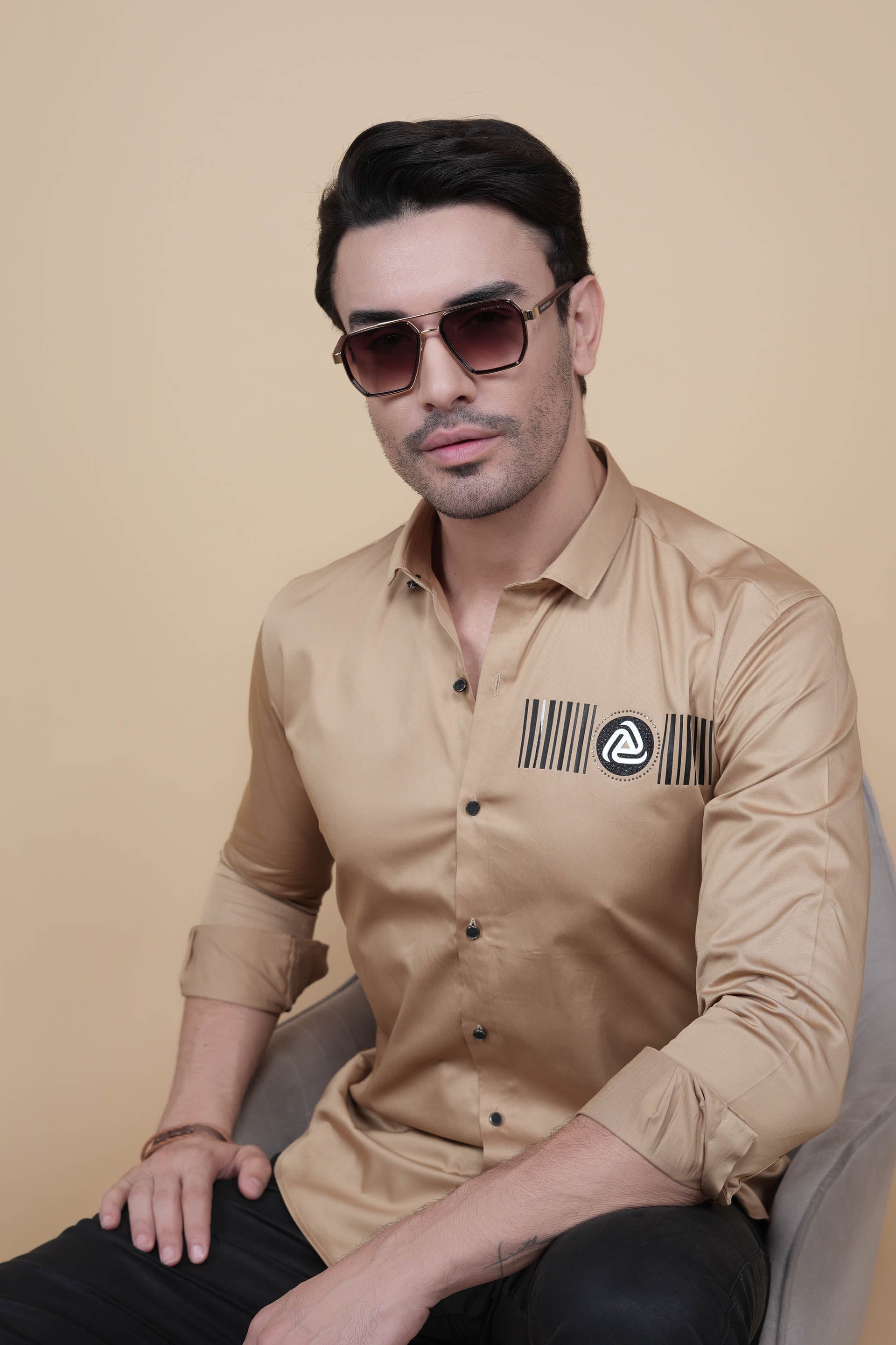 Gebby Gold Cottton Solid Shirt