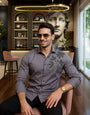 Dany Grey Cotton Solid Embroidery Shirt