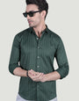 Henrik Green Cotton Striped Shirt