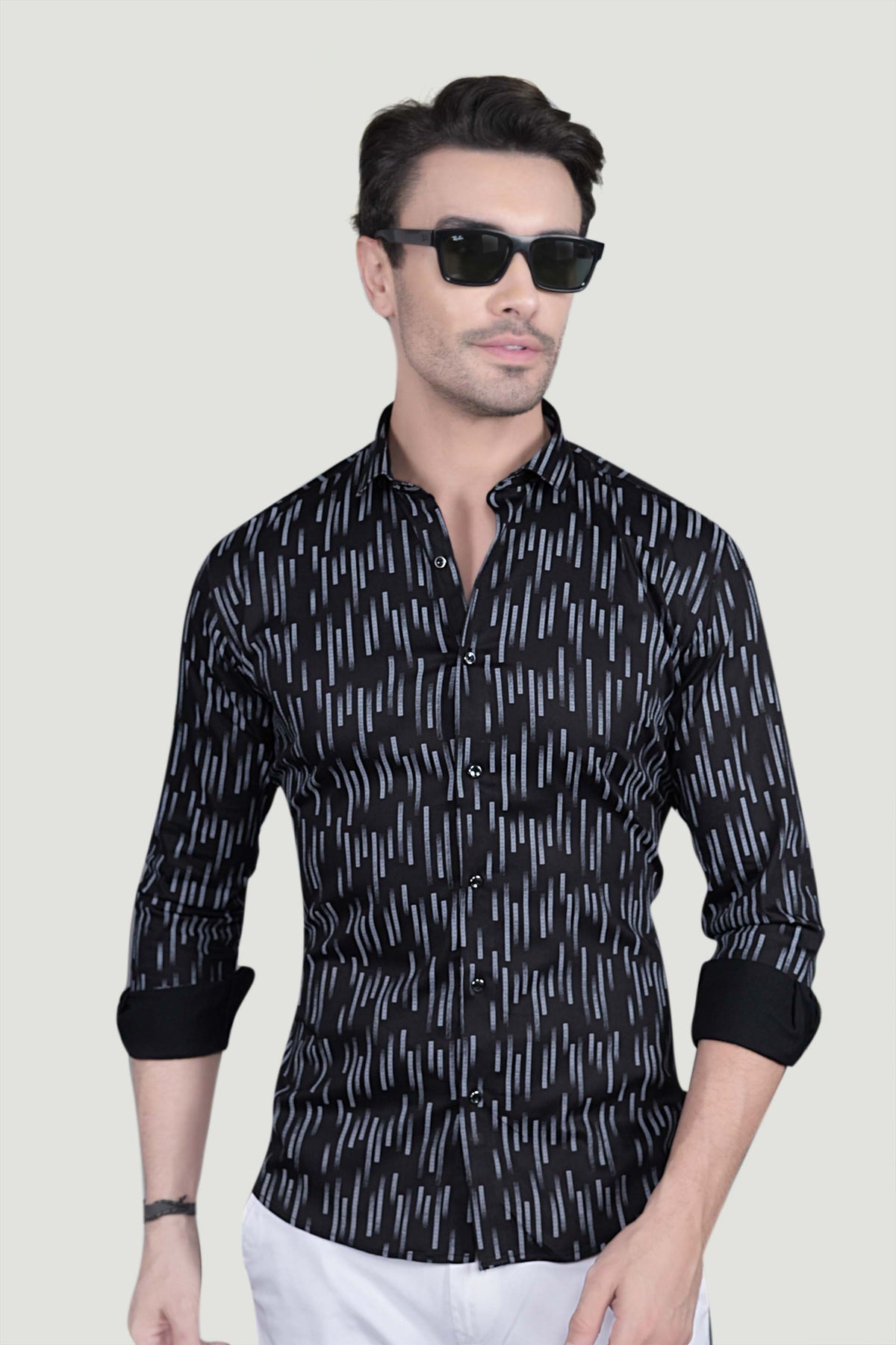 Albert Black Cotton Printed Shirt