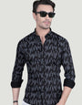 Albert Black Cotton Printed Shirt