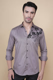 Dany Grey Cotton Solid Embroidery Shirt