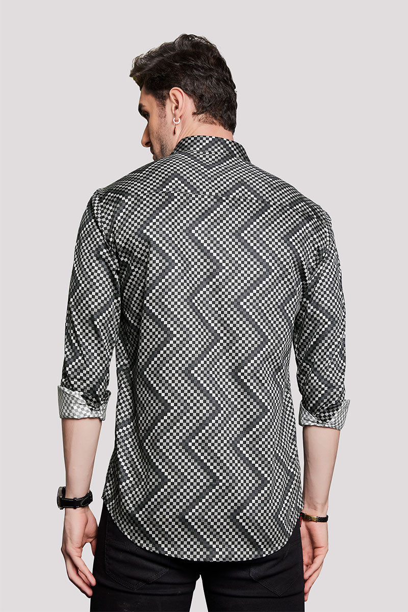 Kilian Grey Checkered / Geometric Print