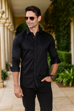 ONYX SILVER FOILED PARTY WEAR SHIRT