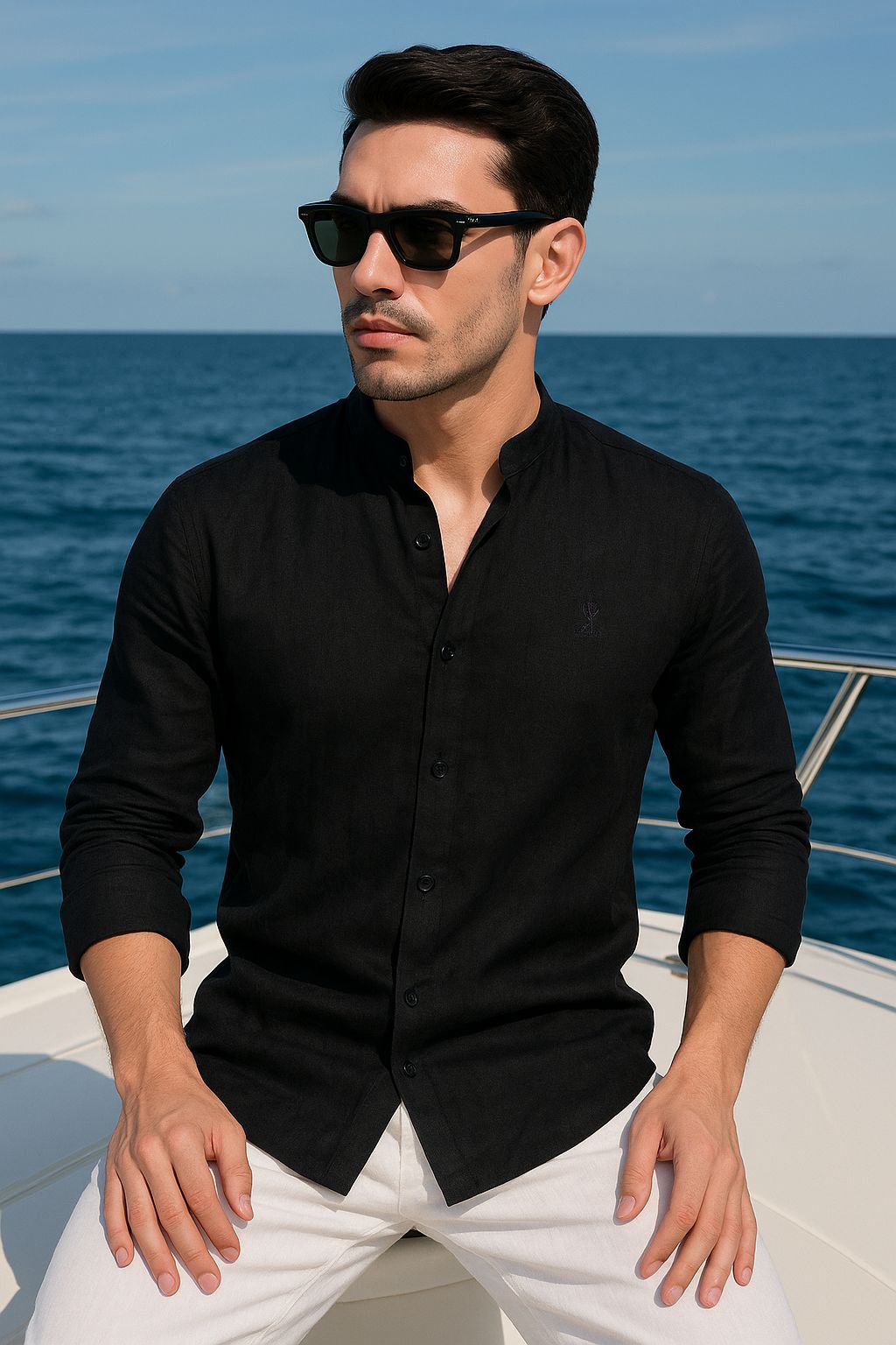 Carlos Black Linen Solid Shirt