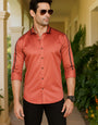 CARROT ORANGE SOLID TRIM PARTY WEAR SHIRT