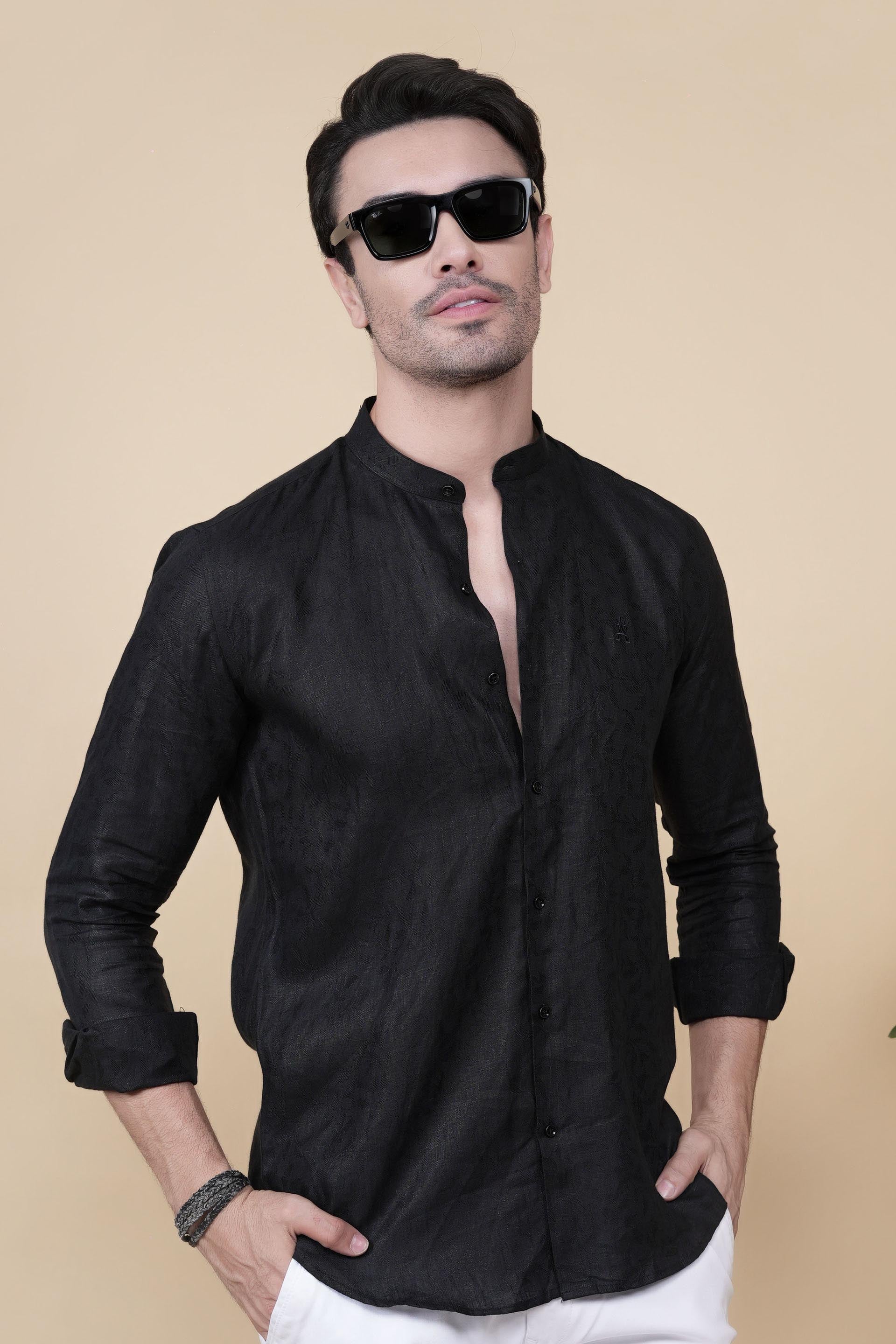 Carlos Black Linen Solid Shirt