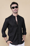 Carlos Black Linen Solid Shirt