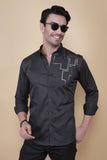 Edward Black Cotton Solid Shirt