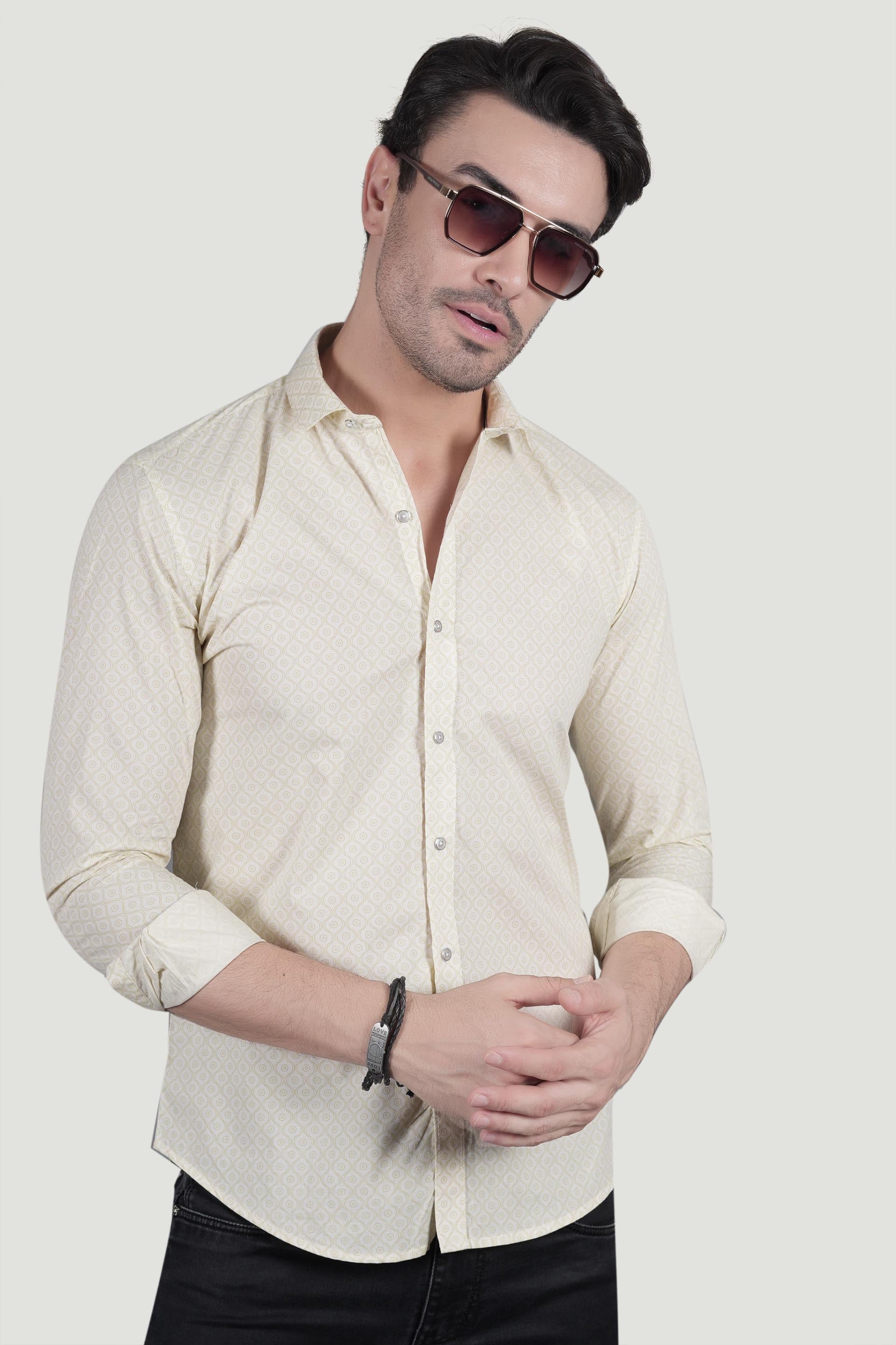 Ivo Cream Cotton Printed Shirt