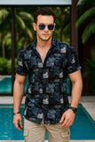 Westley Blue Viscose Print - Resort Shirt