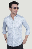 Nikol Light Blue Cotton Printed Shirt