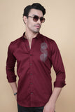 Dixy Maroon Cottton Solid Shirt