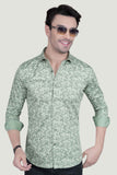 Nature Green Cotton Floral Printed Shirt