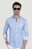 Ivan Light Blue Cotton Printed Shirt
