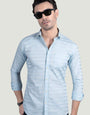 Alaric Light Blue Cotton Striped Shirt