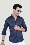 Danil Navy Blue Cotton Printed Shirt