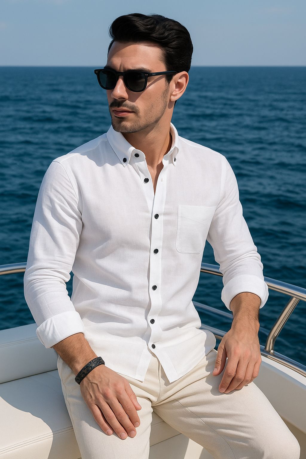 Valentin White Linen Solid Shirt