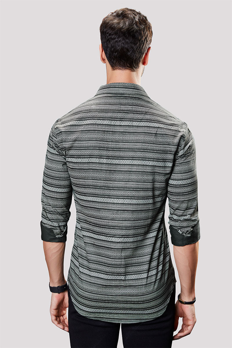 Destin Grey Stripe Print