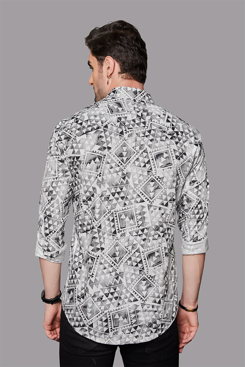 Mats Grey Geometric Print