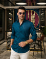 Ciaran Teal Blue Cotton Solid Shirt