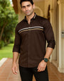 BROWN PATTERN COLLAR PARTY WEAR SHIRT
