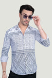 Jacques White Cotton Printed Shirt