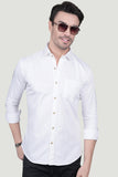 Wilhelm White Cotton Printed Shirt
