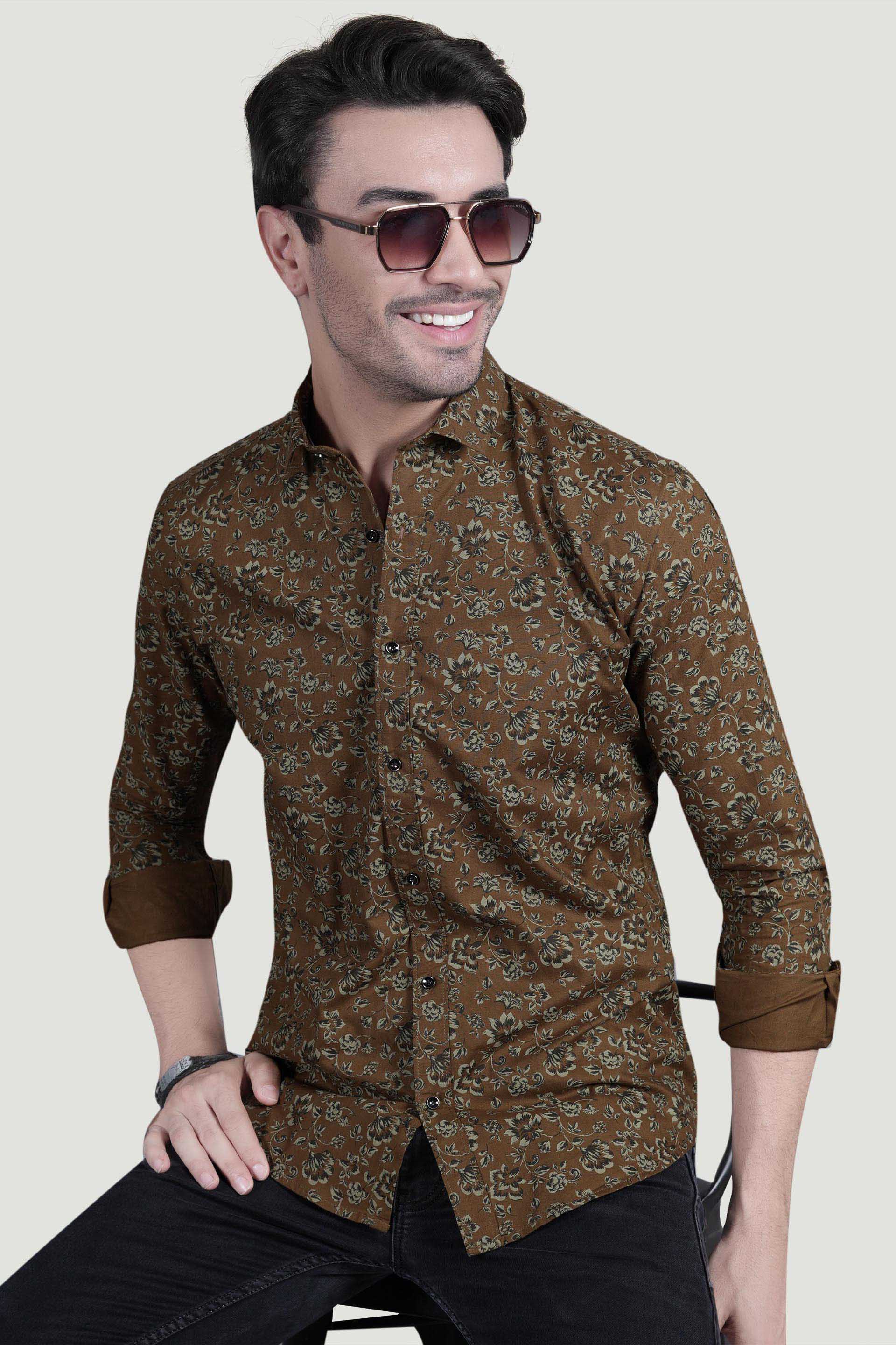 Oliver Brown Cotton Floral Printed Shirt