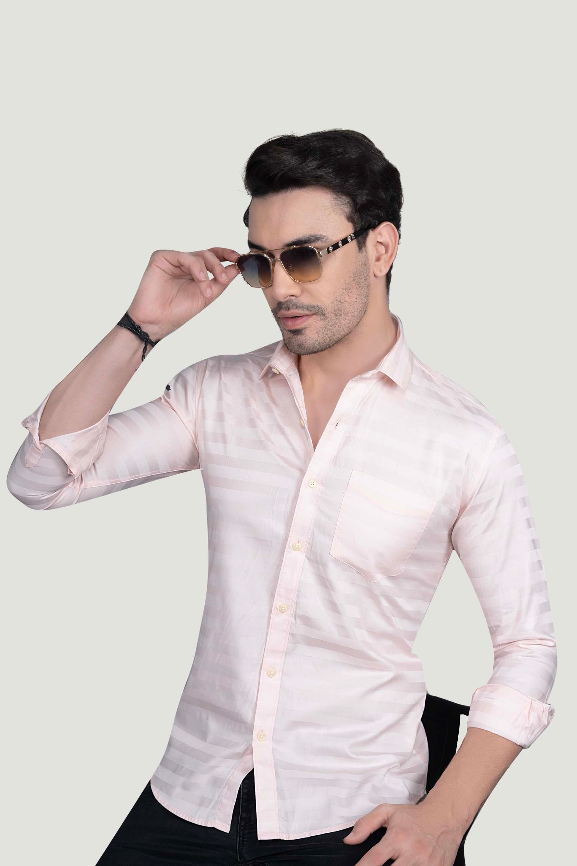 Daniel Pink Cotton Striped Shirt