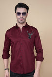 Nicolas Maroon Cottton Solid Shirt