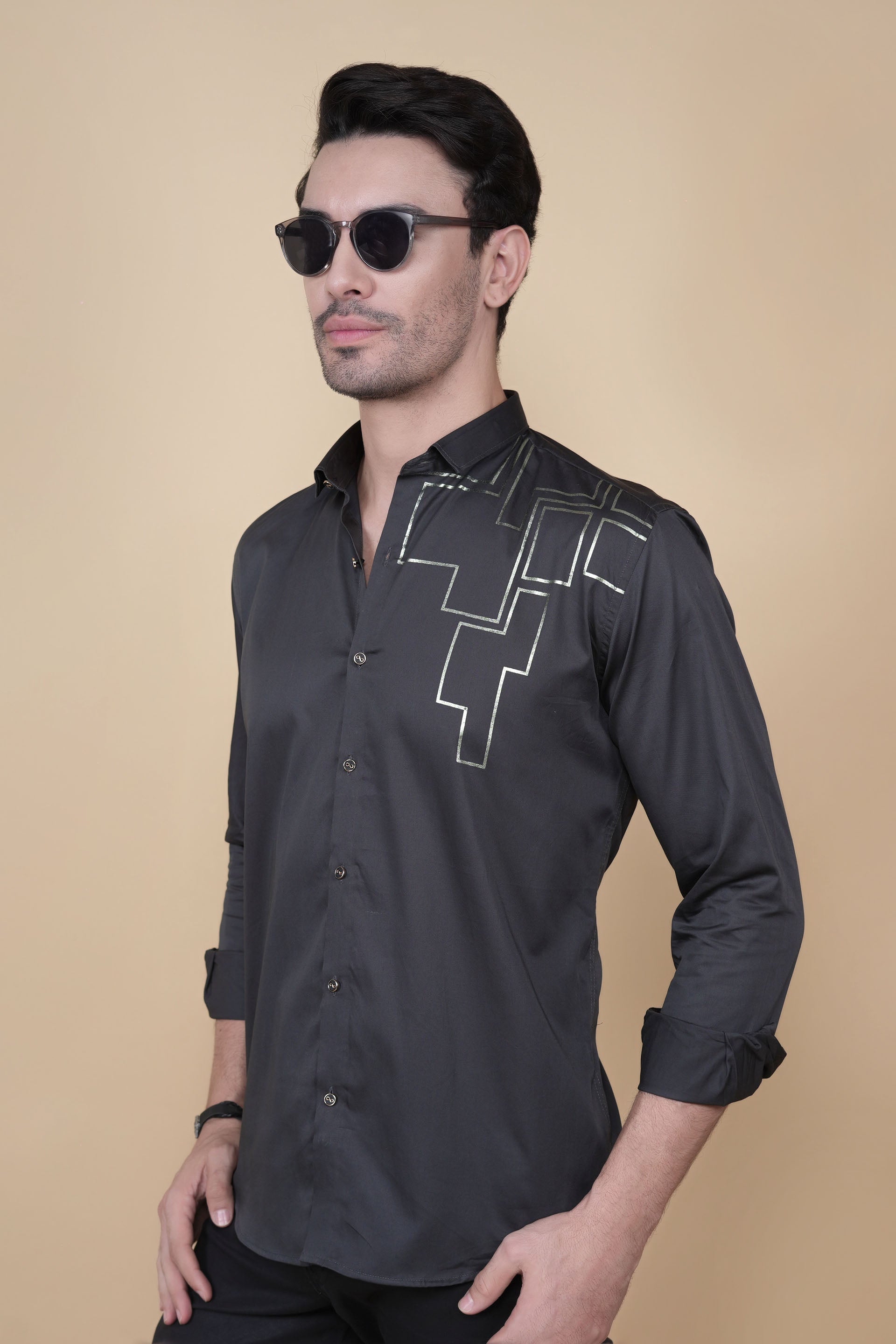 Edward Black Cotton Solid Shirt