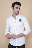 Wilhelm White Cotton Solid Shirt