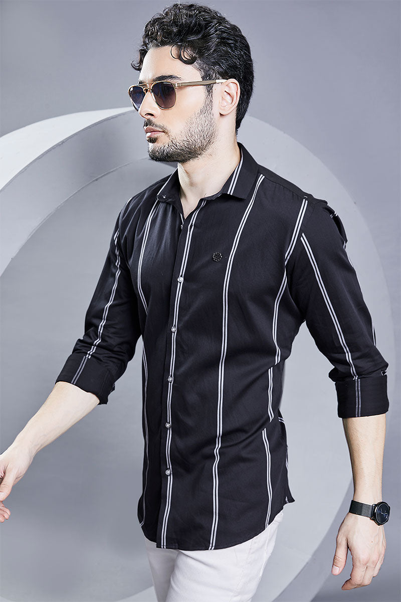 Tarek Black Stripe Print