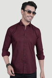 Felix Maroon Cotton Printed Shirt