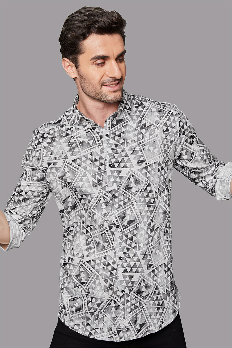 Mats Grey Geometric Print