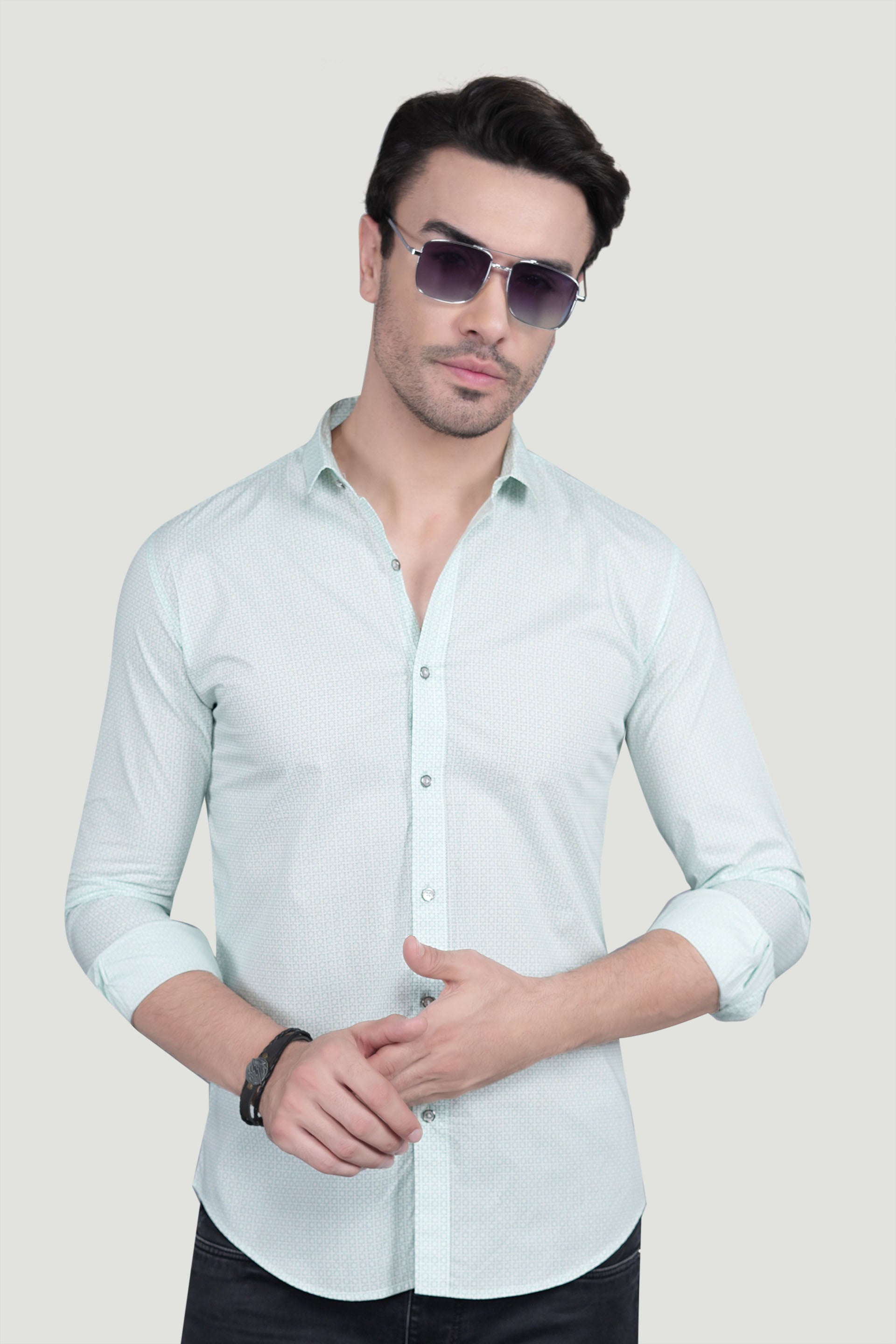 Rainer White Cotton Printed Shirt