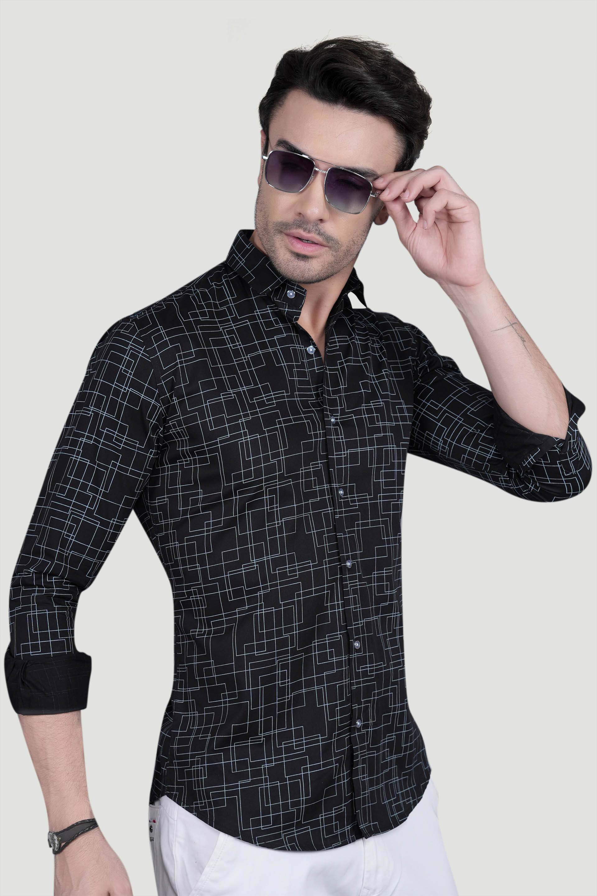 Julien Black Cotton Printed Shirt