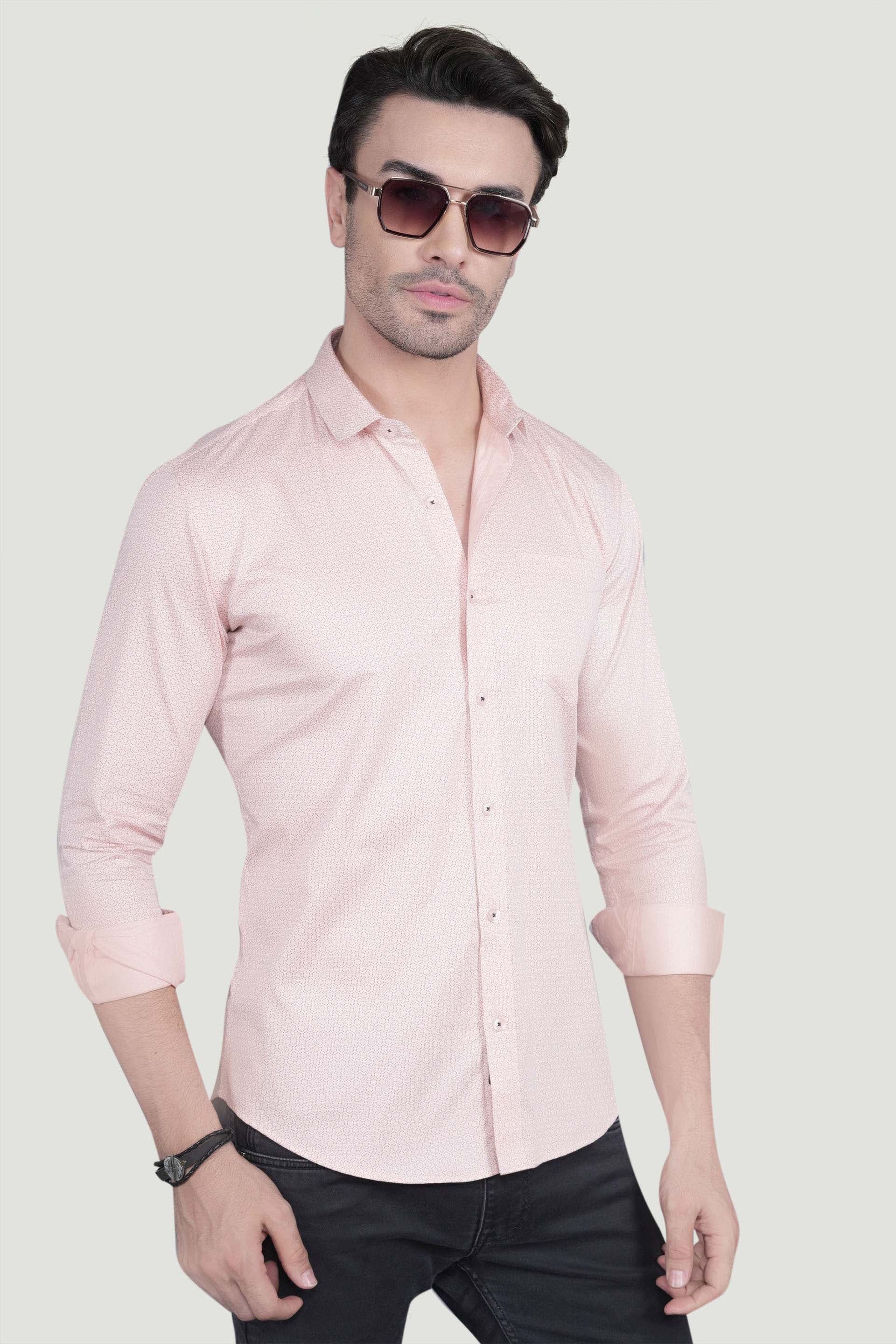 Fionn Pink Cotton Printed Shirt