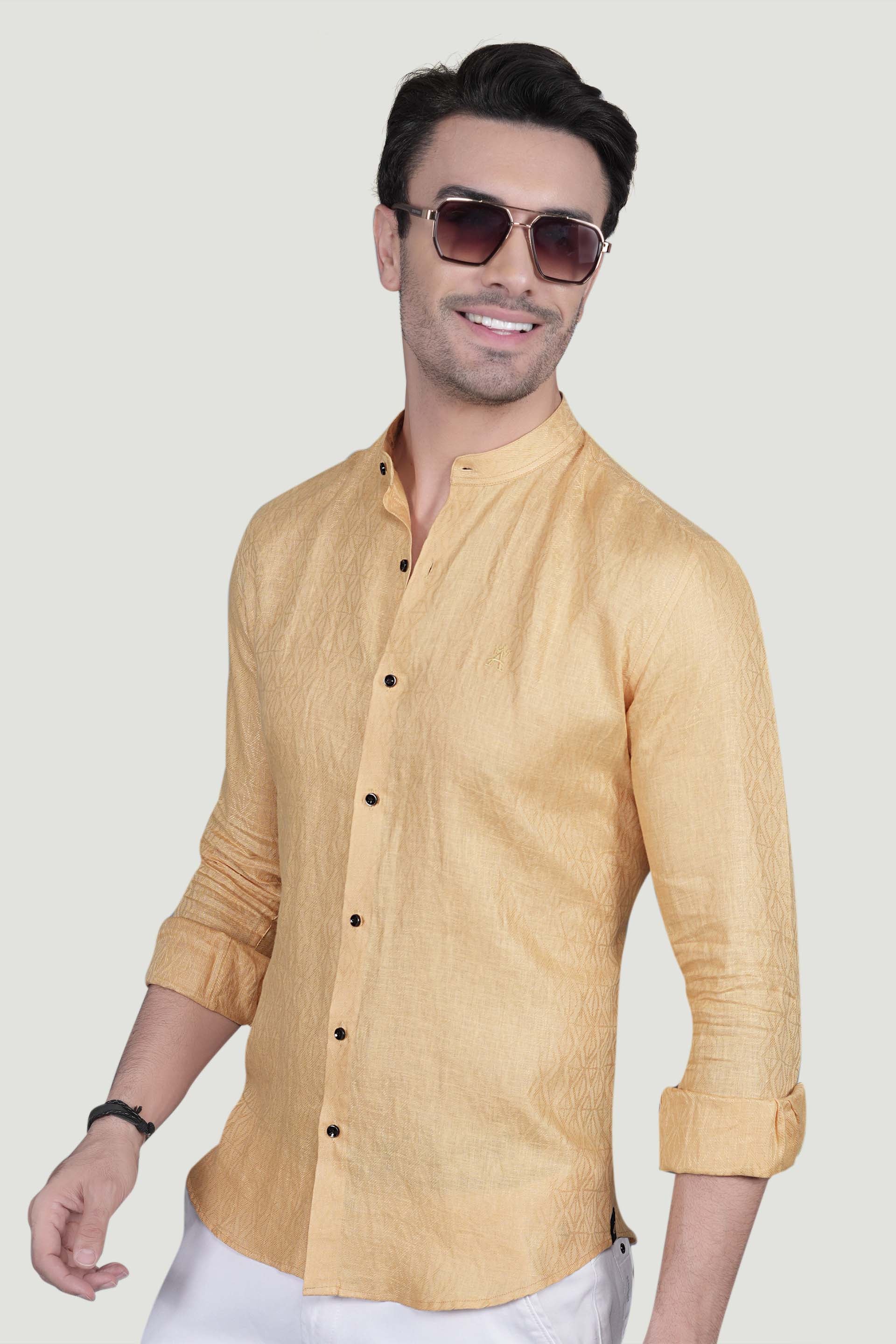 Sandor Orange Linen Solid Shirt