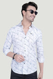 Dorian White Cotton Printed Shirt