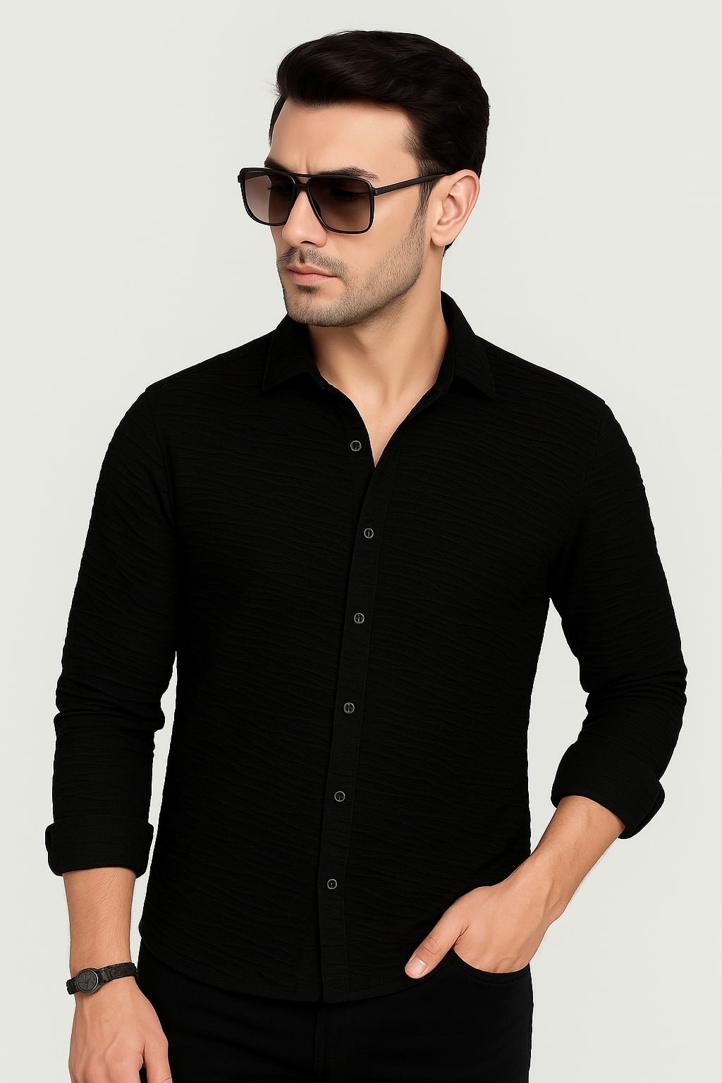 Noir Black Knitted Shirt