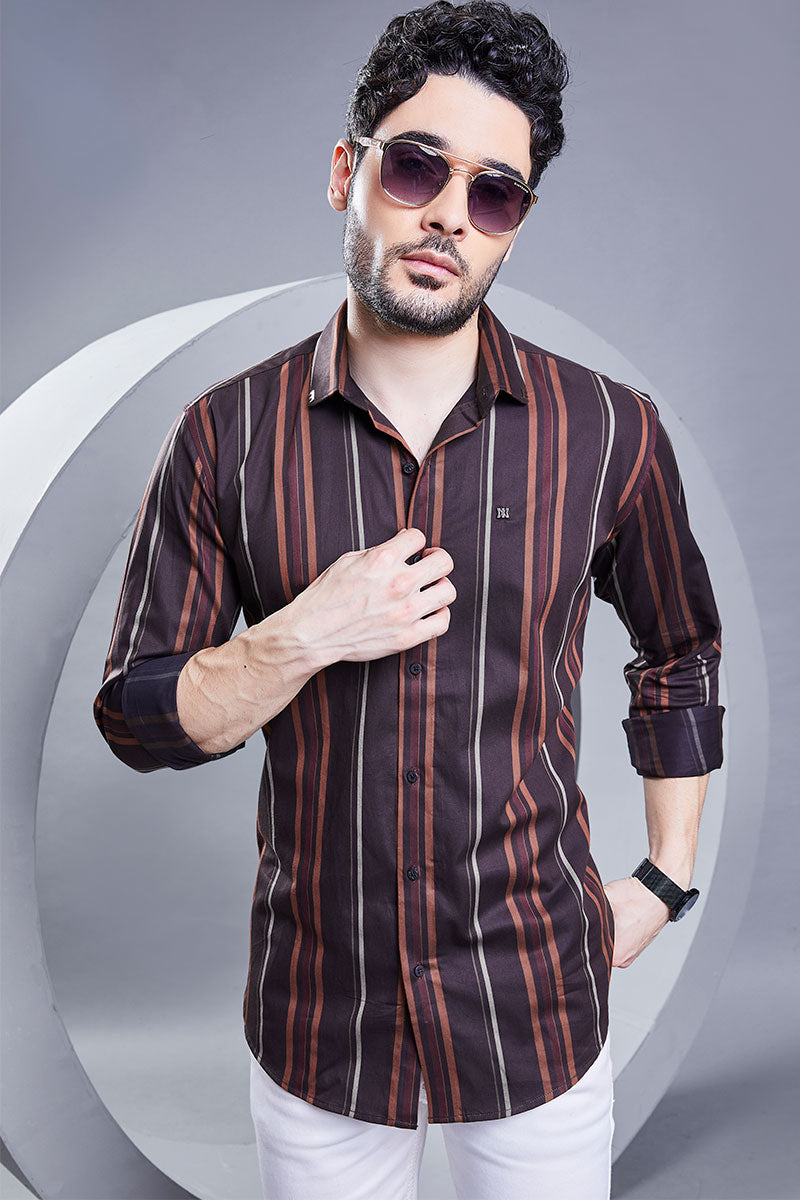 Ayden Maroon Stripe Print